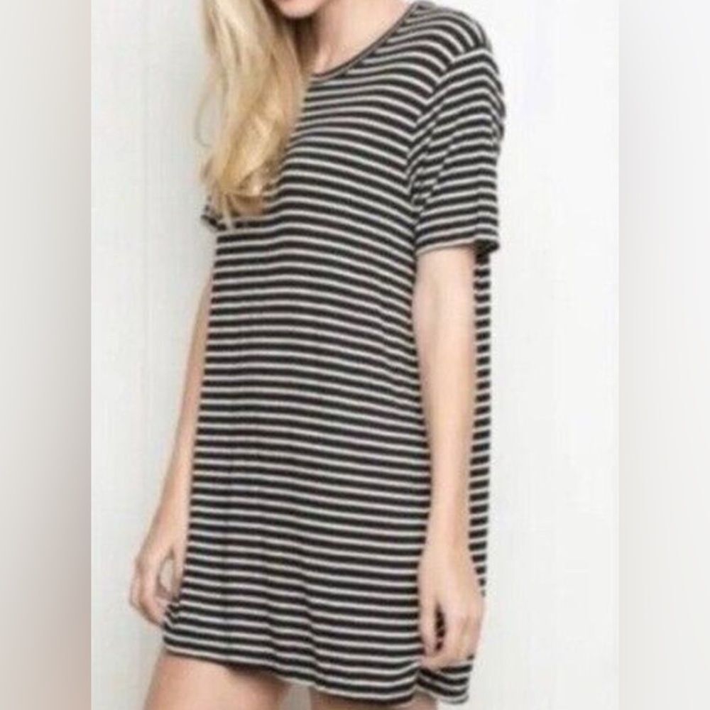 Brandy Melville Striped Black & Gray Mini Dress